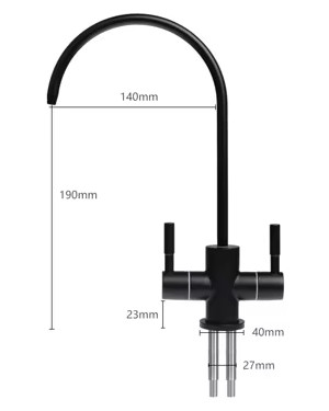 Stainless Steel 1/4'' Double Holes Faucet Black Tap